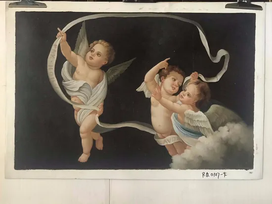 ハンドメイドの古典的な天使の油絵 - 中国 絵画、油絵、天使、壁の絵画