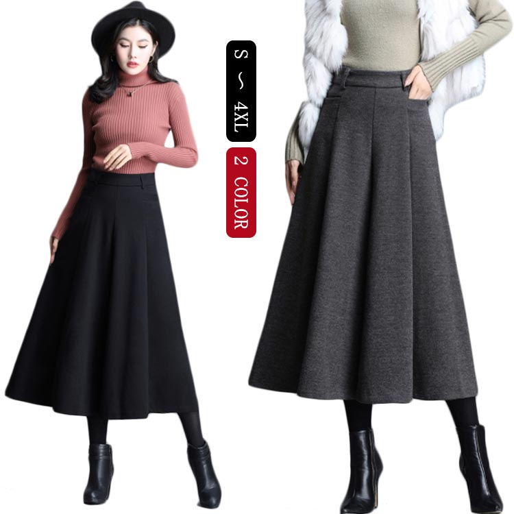 minana / フレアパンツ 秋冬 フレアスカート ガウチョパンツ ワイド