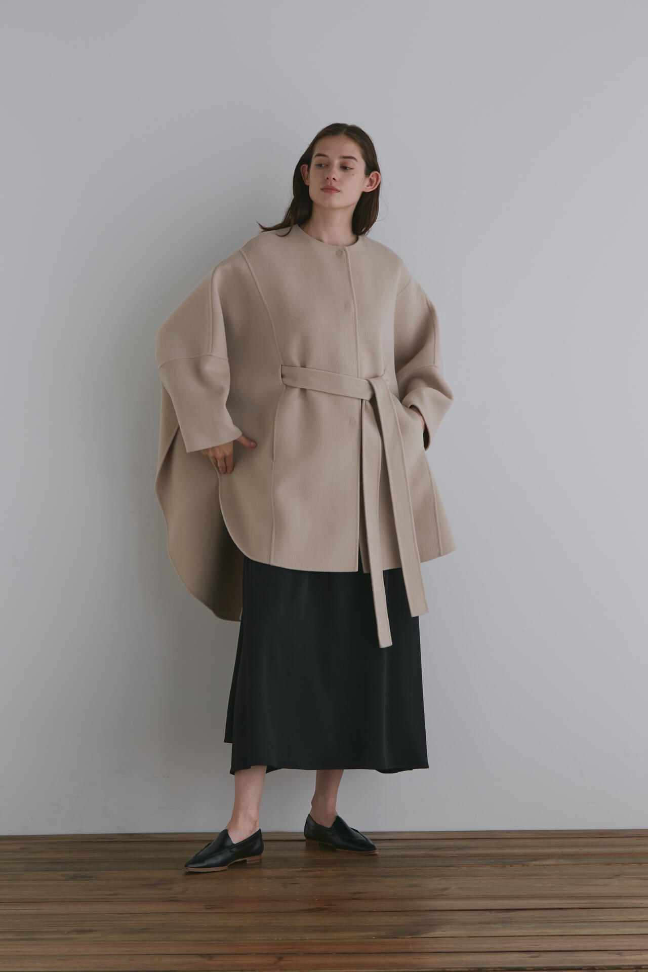 ルフィル LE PHIL ソフトウールリバーポンチョコート ピンク 1