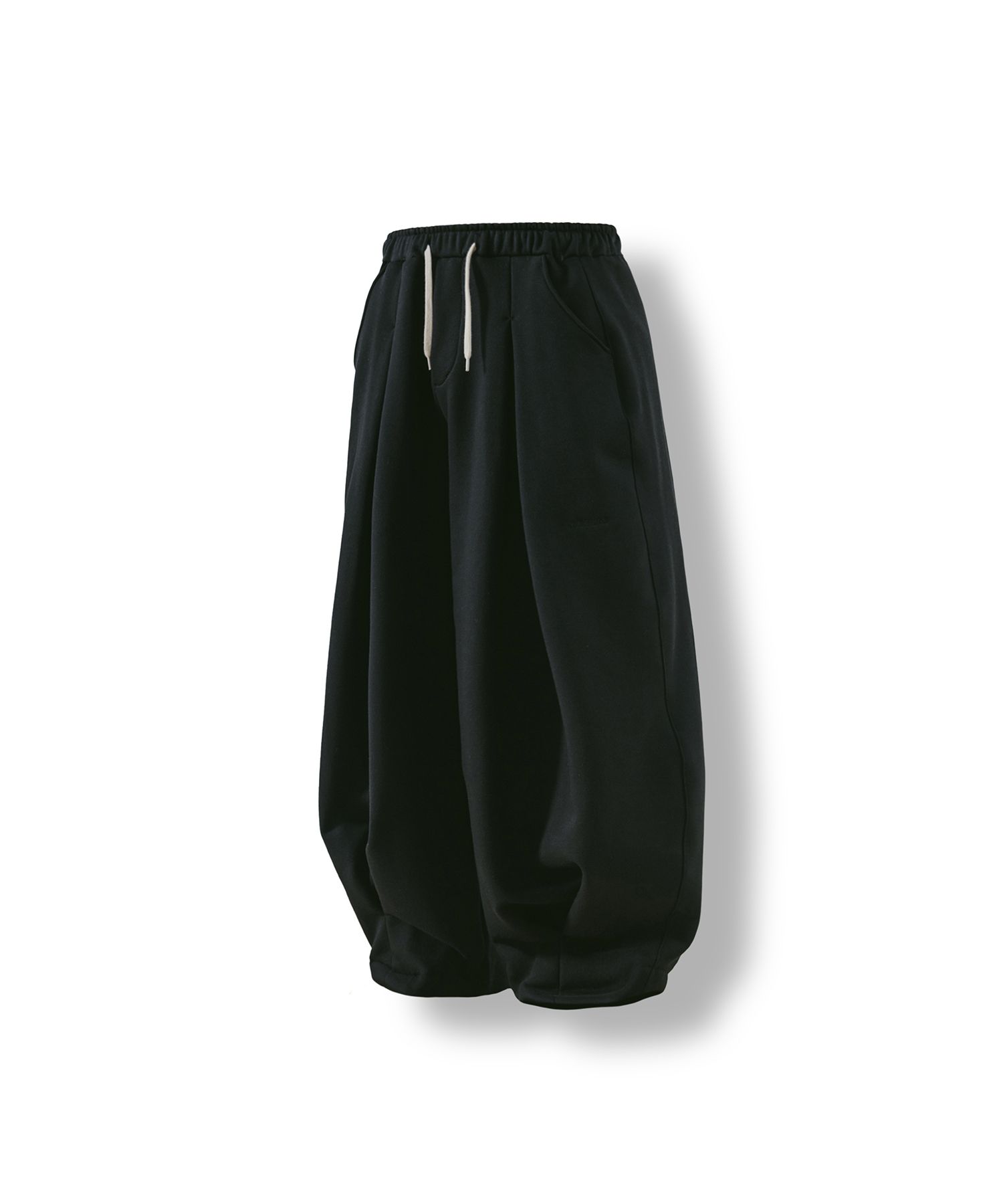 MUSINSA公式 | ANGLAN Valley Tuck Sweat Balloon Pants - Black