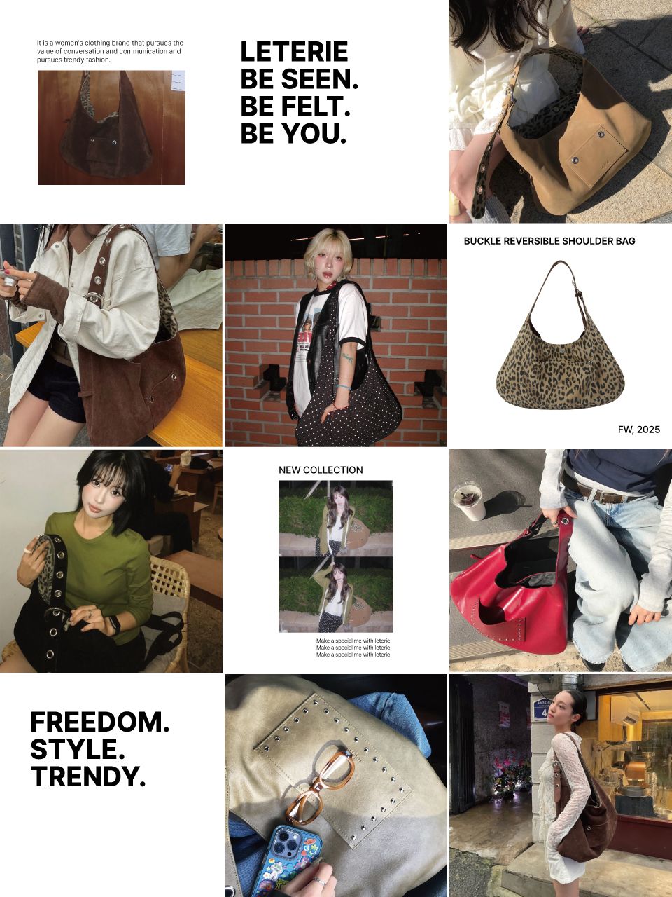 MUSINSA公式 | LETERIE BUCKLE REVERSIBLE SHOULDER BAG_BROWN