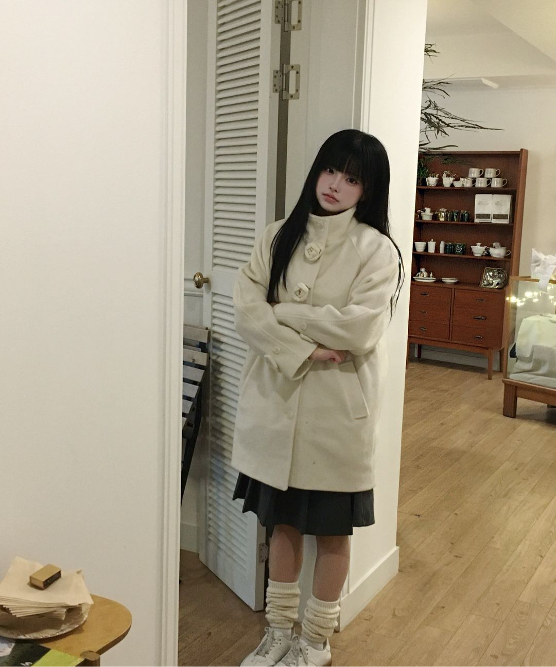 MUSINSA公式 | ILLIGO フレールハーフコートアイボリー