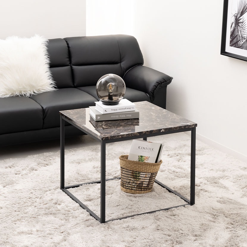 送料無料】 大理石調テーブル サイドテーブル 正方形 ローテーブル