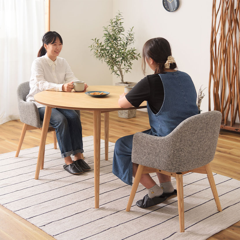 送料無料】 2人用 円形ダイニング 3点セット (丸テーブル+回転チェア2