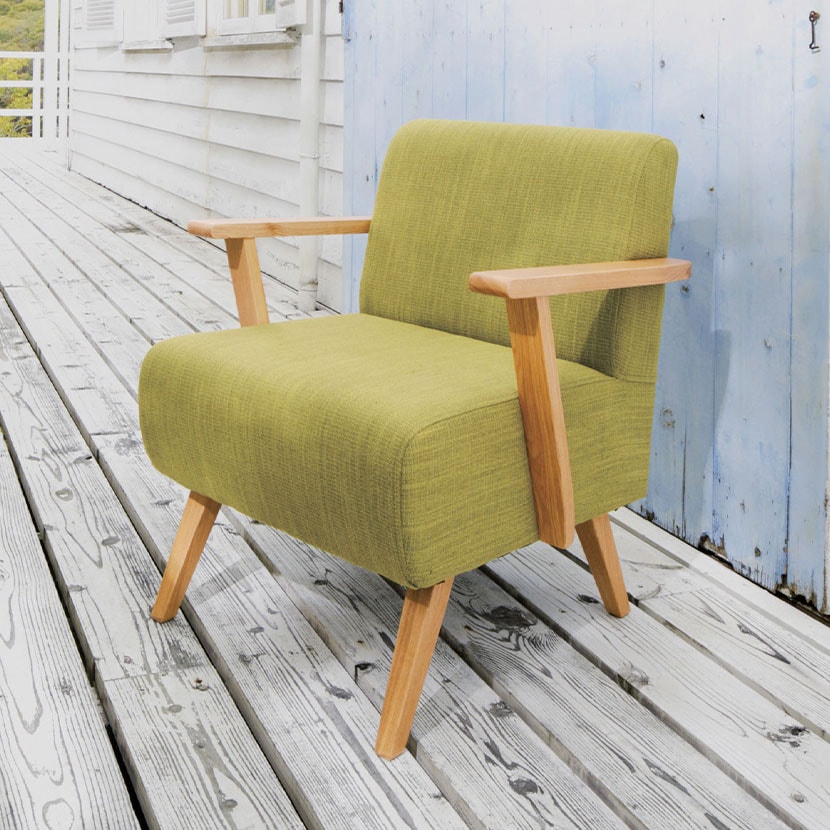 送料無料】 1人掛け ソファ モティ 天然木 木製 肘付き 布張り