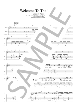 楽譜】Welcome to the Jungle / ドラムスコア / GUNS N' ROSES (ドラム
