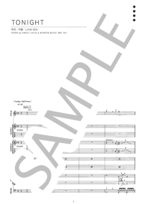 楽譜】TONIGHT / LUNA SEA バンドスコア / LUNA SEA (バンドスコア