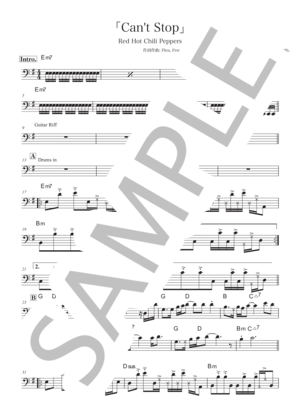 楽譜】Can't Stop / THE RED HOT CHILI PEPPERS (エレキベース / 中級
