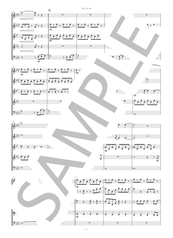 楽譜】Let It Go 木管五重奏 / アナと雪の女王 劇中歌 松たか子