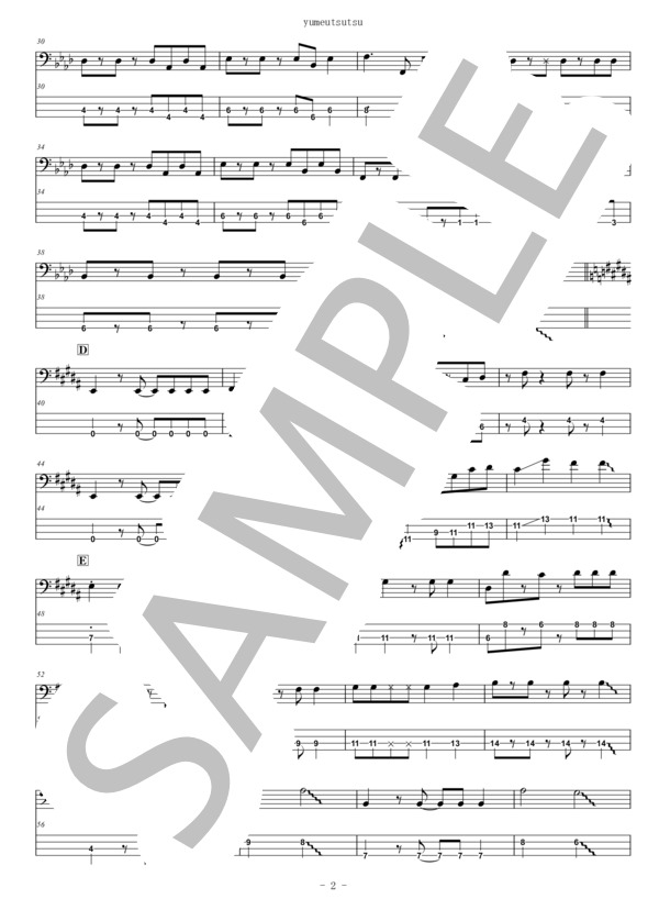 楽譜】YUMEUTSUTSU / 赤い公園 (エレキベース / 初〜中級) - Piascore
