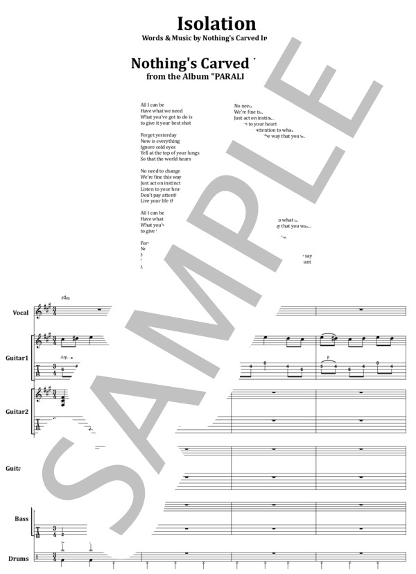 楽譜】Nothing's Carved In Stone / Isolation バンド・スコア from68