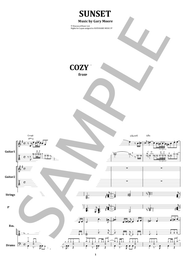 楽譜】コージー・パウエル ゲイリー・ムーア / サンセット バンド