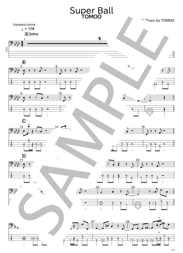 楽譜】Super Ball / TOMOO (エレキベース / 初〜中級) - Piascore 楽譜