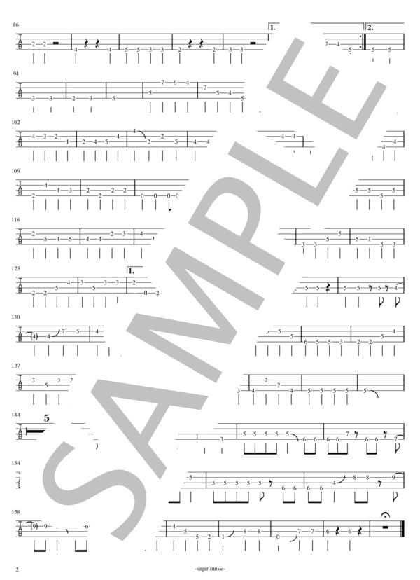 楽譜】CRAZY ABOUT YOU / 椿屋四重奏 ベース タブ譜 / 椿屋四重奏