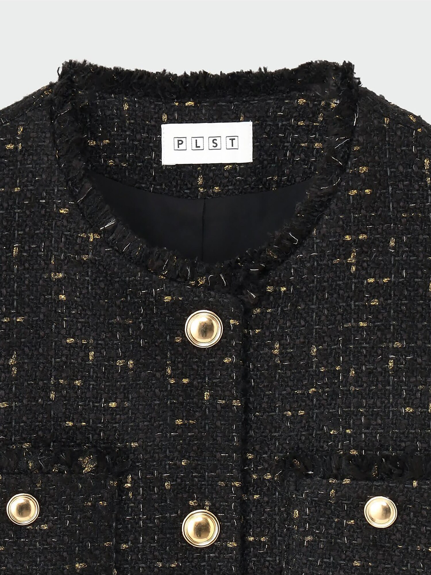 PLST(プラステ)公式 | ツイードノーカラージャケット（ラメ糸入り）