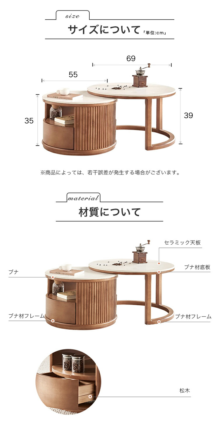 楽天市場】10%OFF+P2倍 SS限定 ネストテーブル 丸 完成品 2個セット 幅