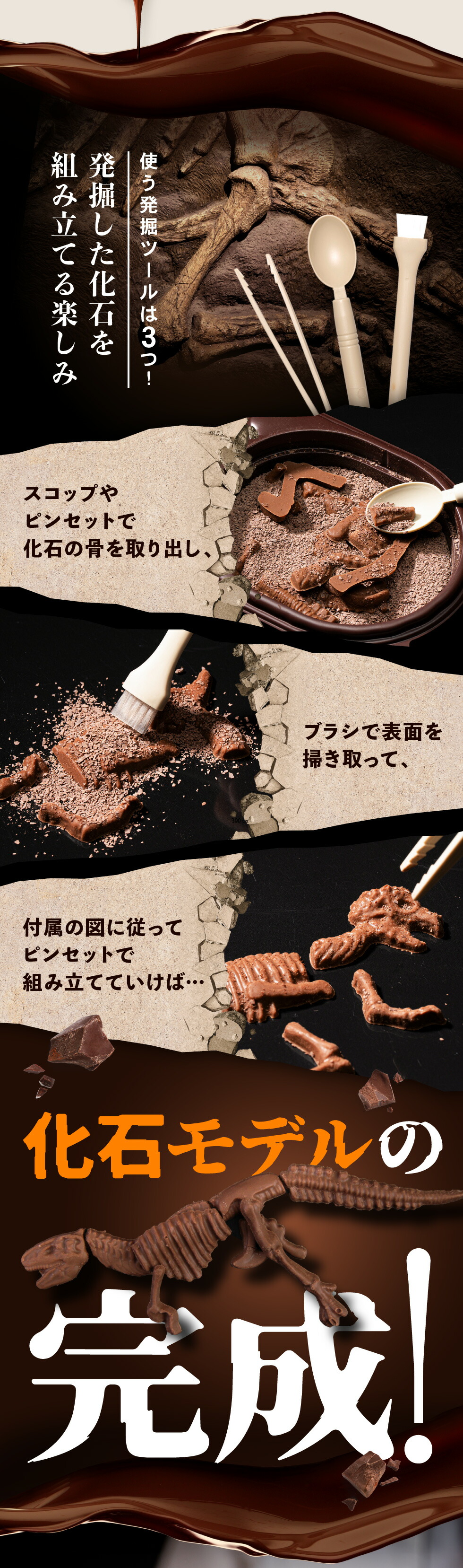 ジュラシックショコラ パズル 楽しむチョコ♪ 発掘 化石 ユニーク