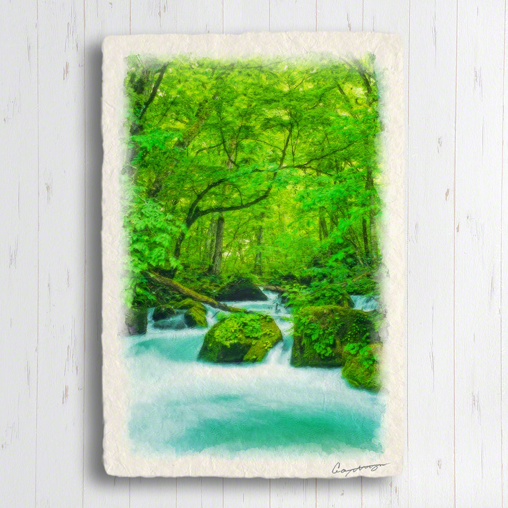 油絵 菅家令子 絵画インテリア額付(青緑＋金色の枠)F4-091416 福寿草