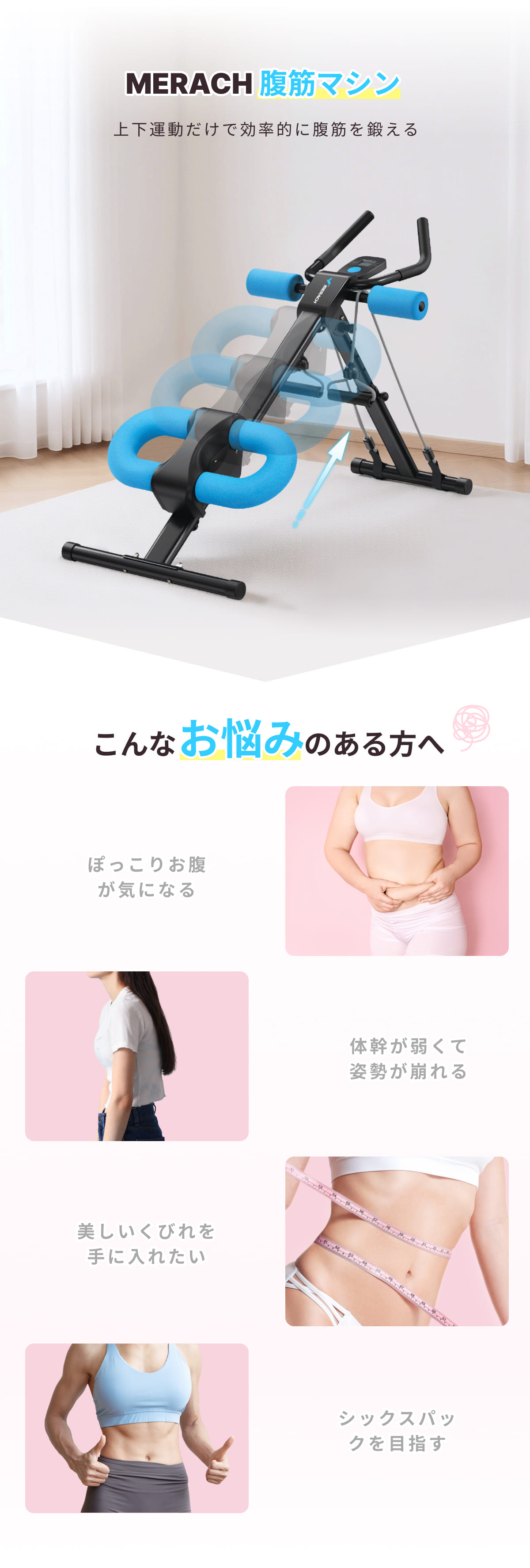 楽天市場】【10倍ポイントアップ】MERACH 腹筋マシン 腹筋トレーナー