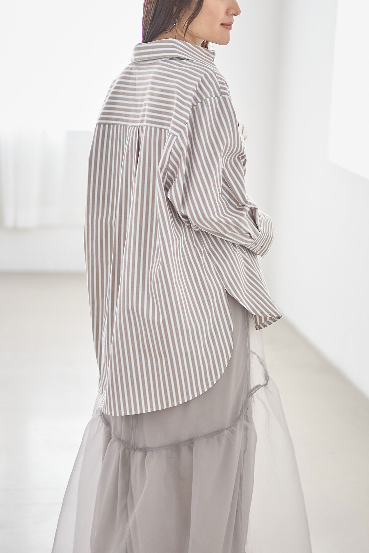 ビッグポケットストライプシャツ