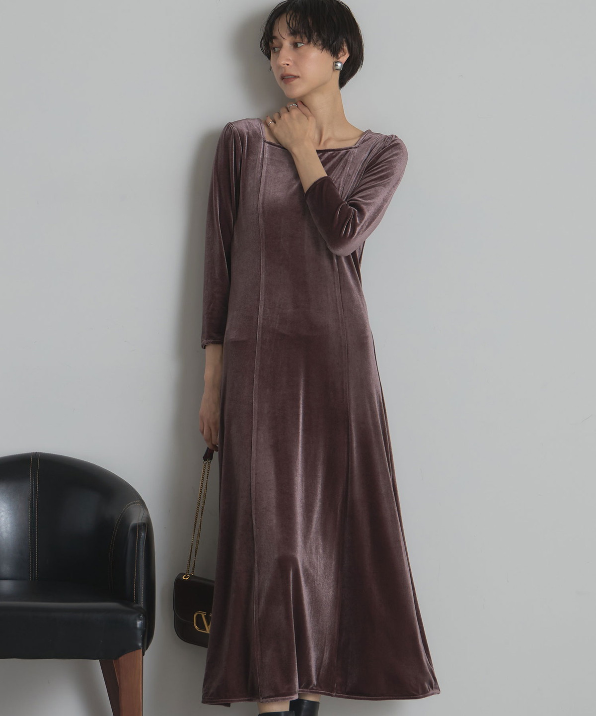 ベロアロングワンピース