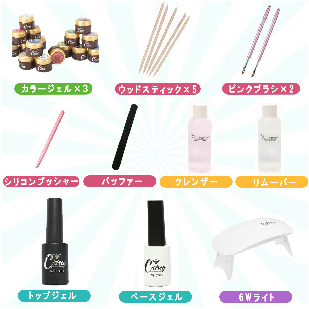 楽天市場】ジェルネイル スターター ネイルキット カラージェル キット