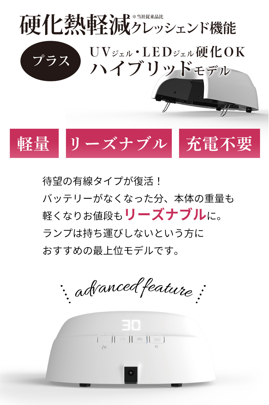 楽天市場】【 UV ／ LED 両対応+硬化熱軽減】 有線 SHINYGEL