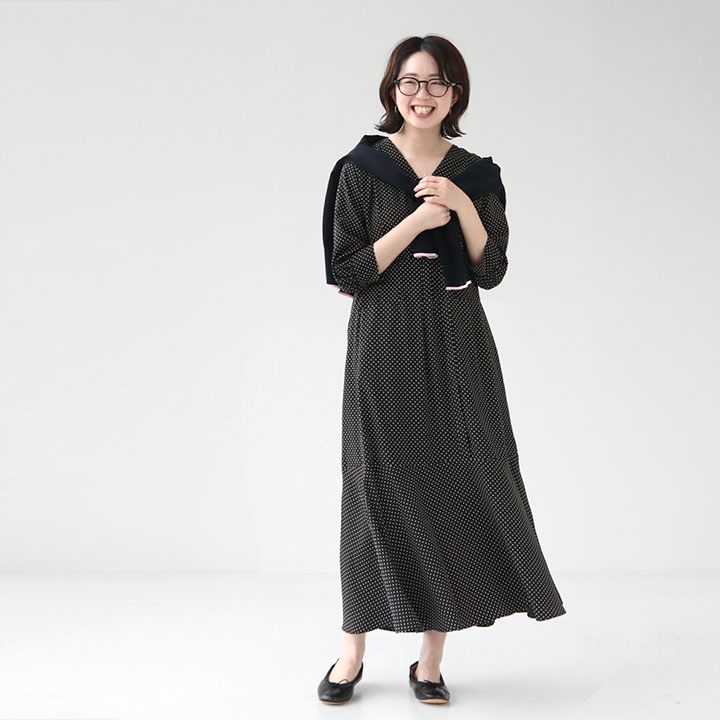 Ballsey(ボールジィ) ドットプリント Vネックマーメイドワンピース(11