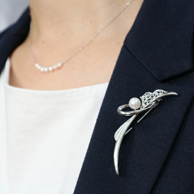 楽天市場】日本産本真珠使用 アコヤ真珠ブローチ（7.5mm珠）【本真珠