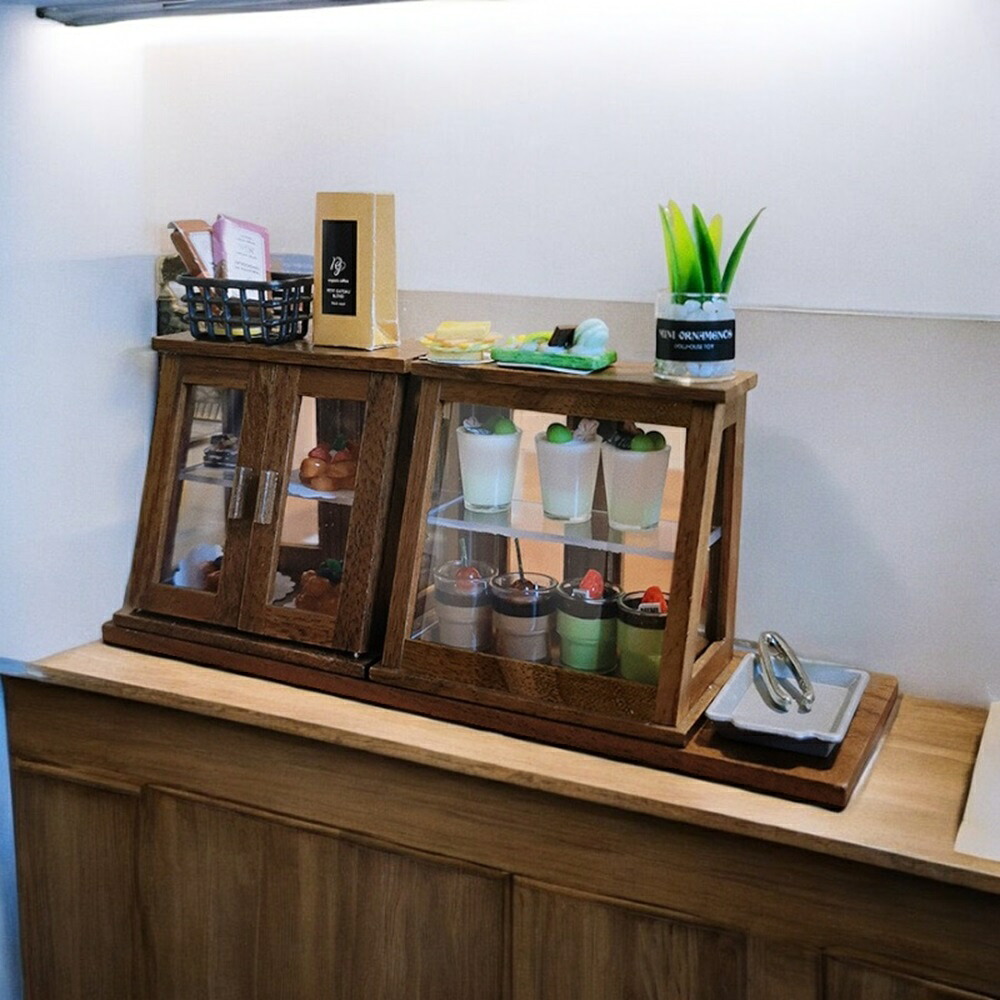 楽天市場】90000280（1点）ミニチュア木製ショーケース 卓上 ガラス