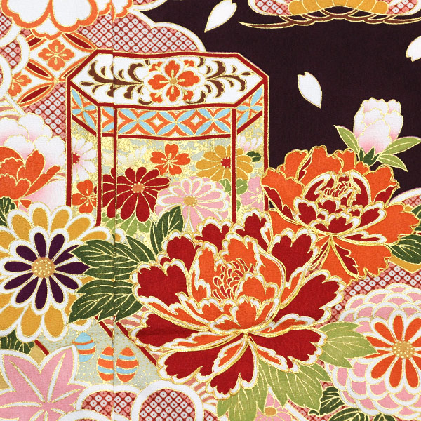 ゆりのはな 本振袖 京友禅金彩加工ボカシ 金駒刺繍 たたき染め 正絹