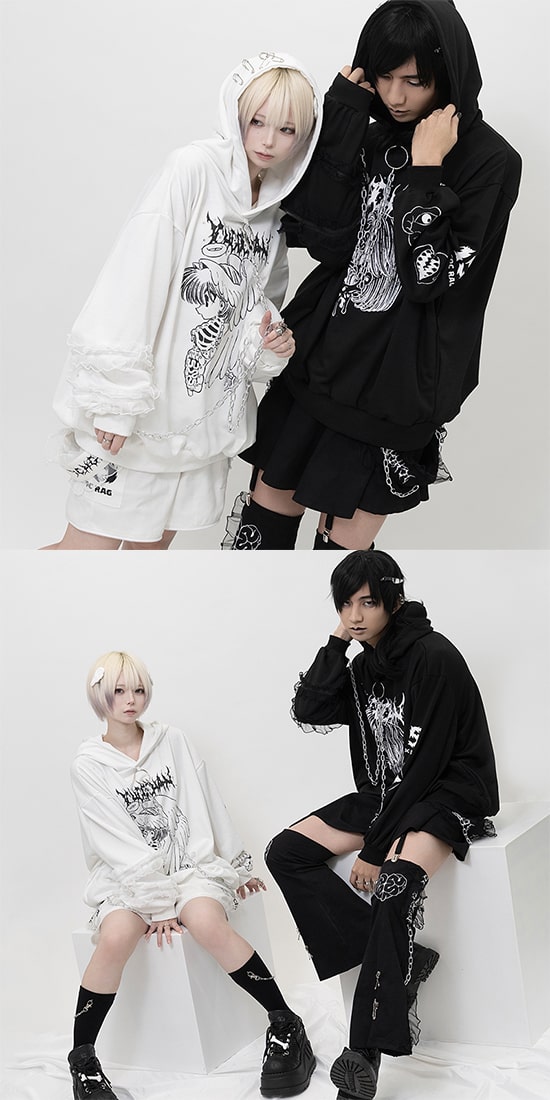 楽天市場】肋骨天使 パーカー 長袖 原宿 原宿系 ファッション