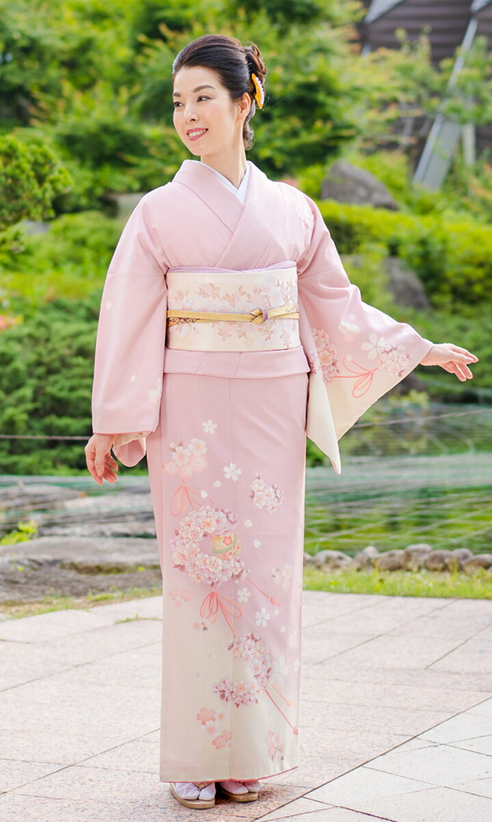 楽天市場】【レンタル】訪問着 フルセットレンタル 訪問着 桜色 花薬玉