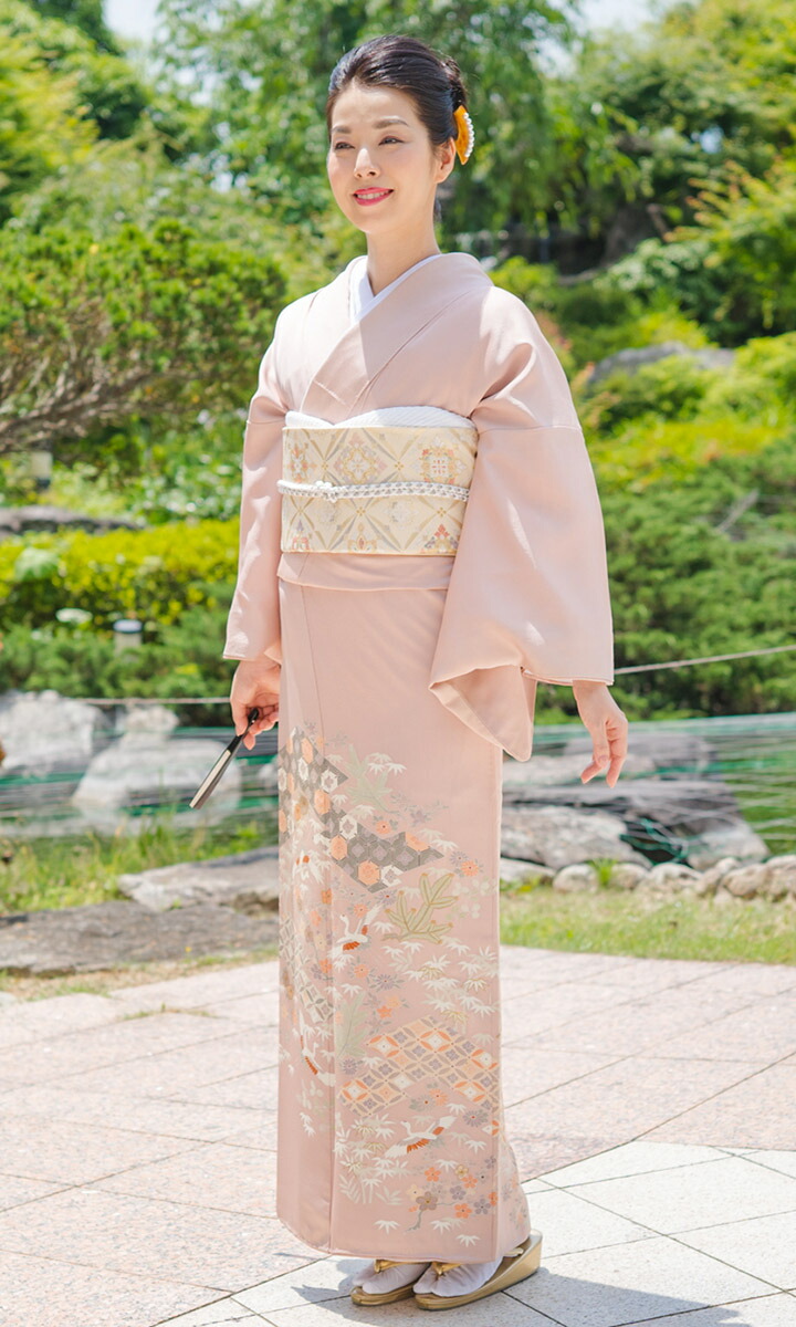 楽天市場】【レンタル 高級正絹 色留袖 フルセットレンタル】撫子色 鶴
