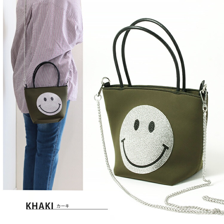 楽天市場】【SALE】 バッグ スマイル ハンドバッグ ラインストーン