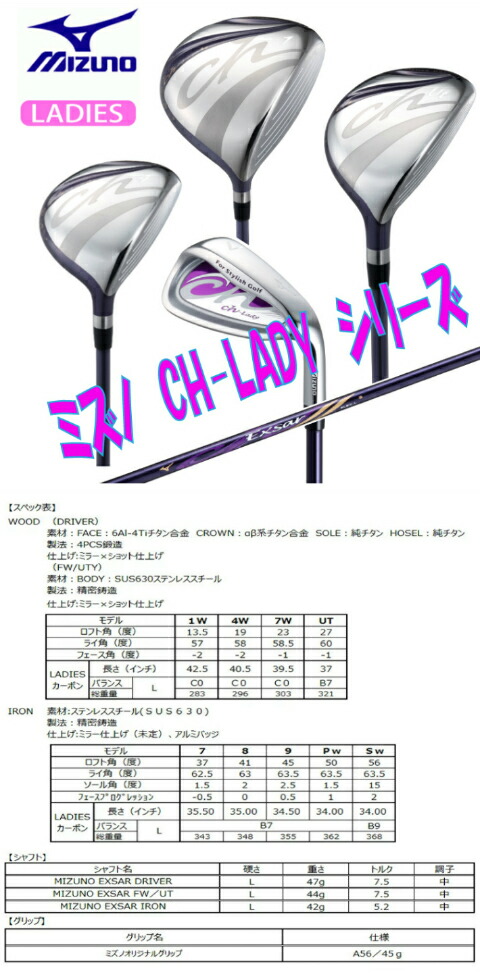 楽天市場】MIZUNO(ミズノ)CH-LADY レディースアイアンセット 5本組(#7