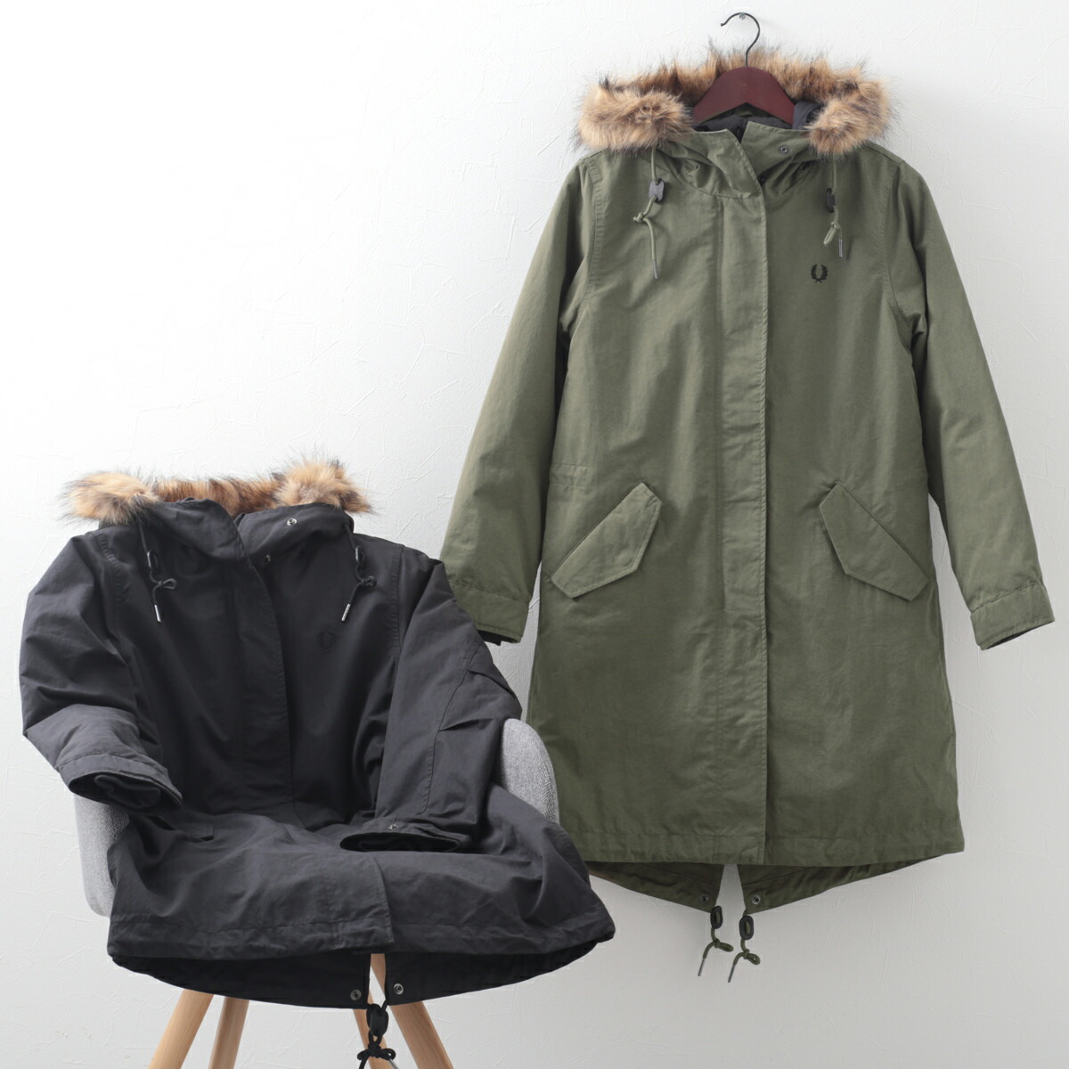 レディース モッズコート フィッシュテールパーカー ジップイン