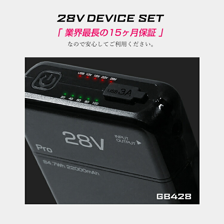 送料無料 バッテリー ファン セット 28V GB-POWER 長信ジャパン GB428