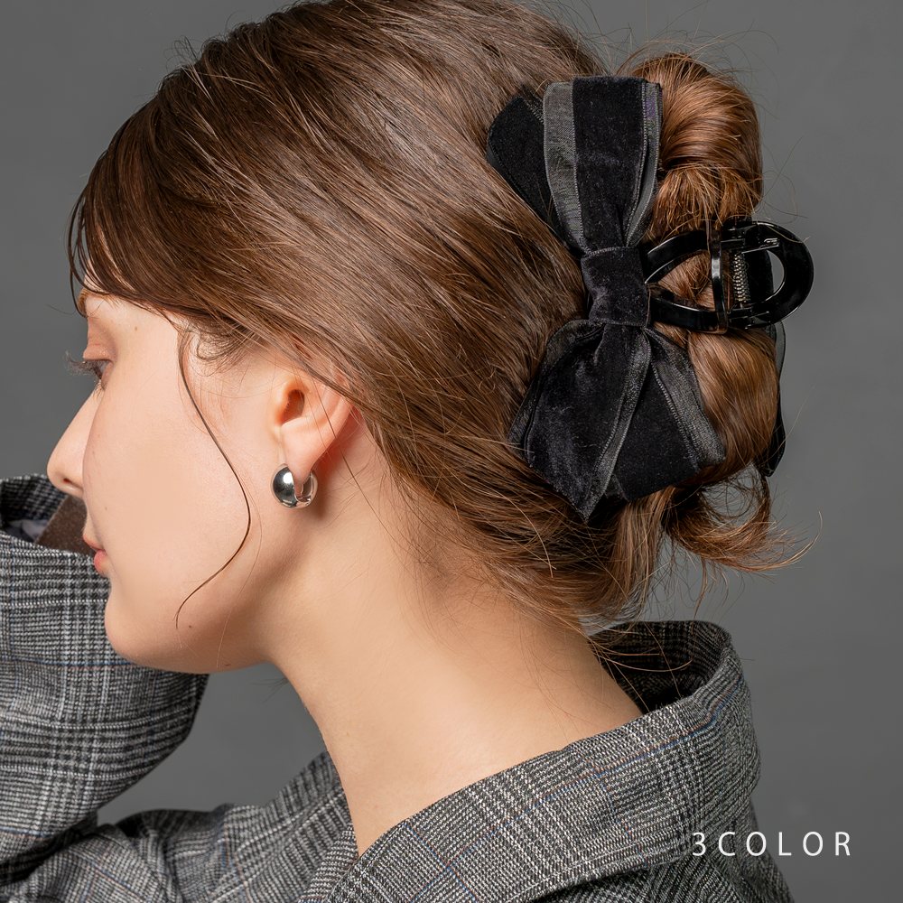 定形外郵便】 バンスクリップ ヘアクリップ ヘアアクセサリー ベロア
