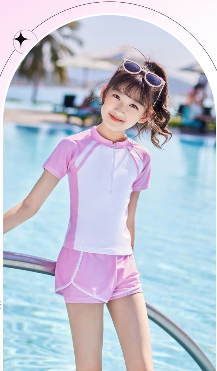 楽天市場】水着 キッズ 女の子 小学生 中学生 子供 半袖 ラッシュ