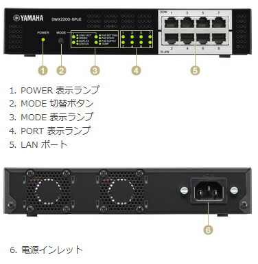 SWX2200-8PoE ヤマハ スマートL2スイッチ PoE給電対応 8ポートの通販