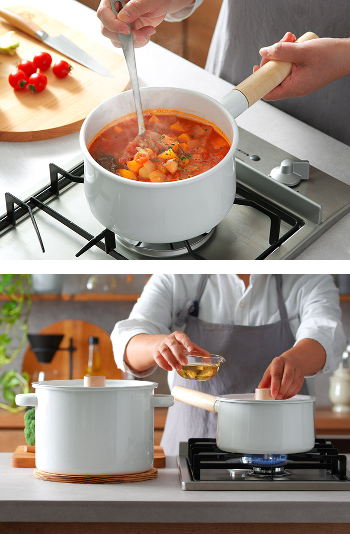 楽天市場】【365日出荷】 ih対応 片手鍋 蓋付き2.2L 琺瑯 キッチン雑貨