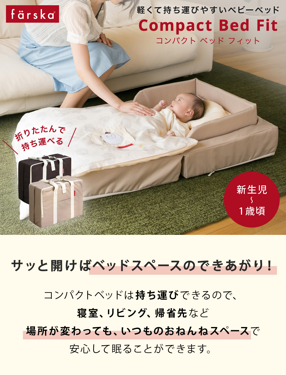 楽天市場】ファルスカ farska コンパクトベッド フィット ベビーベッド