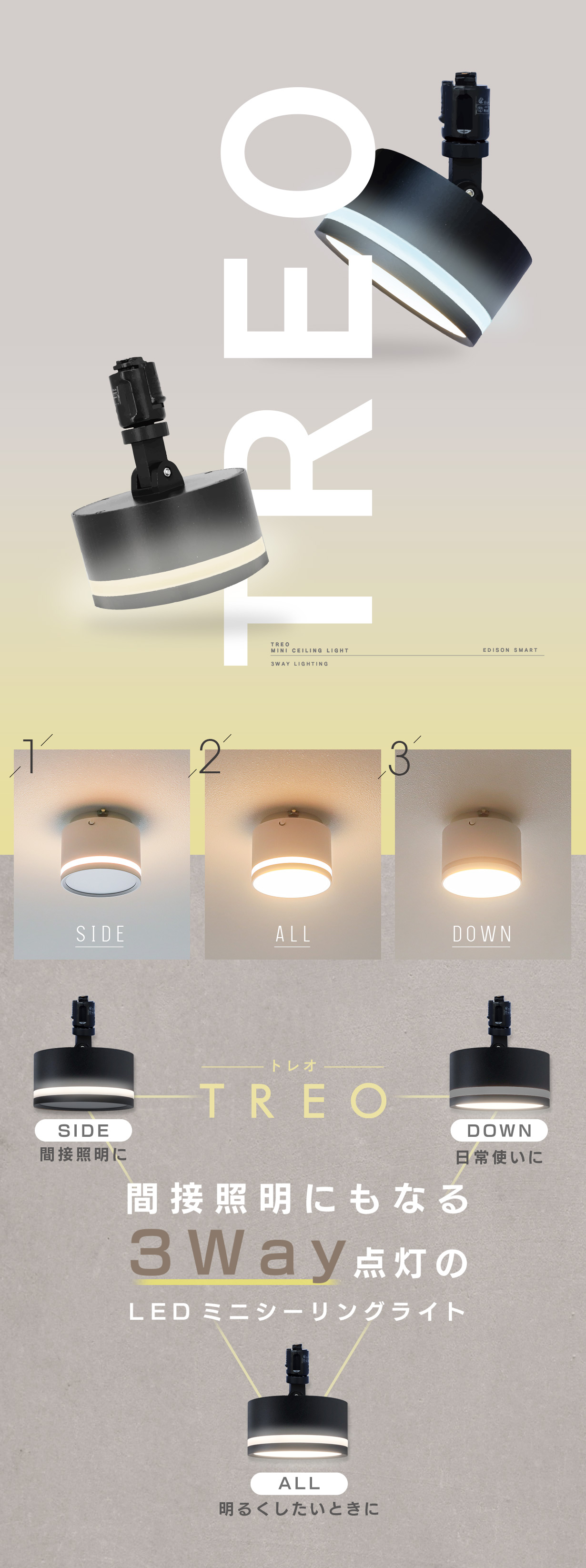 楽天市場】[2個セット］エジソンスマート TREO ミニシーリングライト