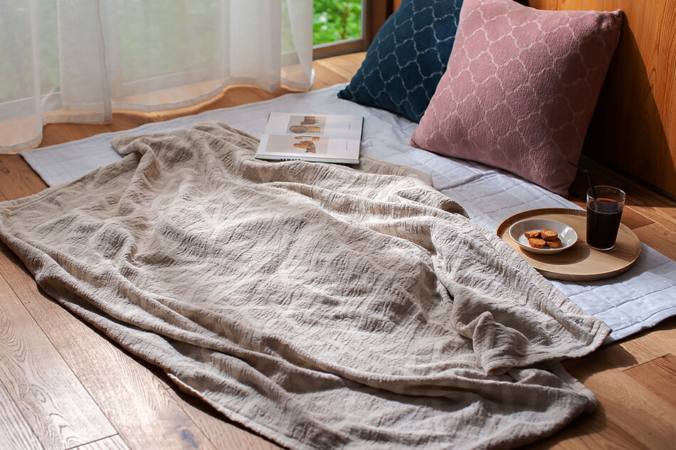 リネン＆シュニールコットン シングルブランケット（クリッパン