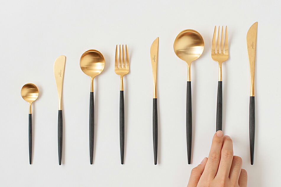 ゴア／GOA ブラック×ゴールド カトラリー（クチポール／Cutipol