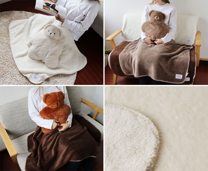 楽天市場】テディブランケット【ベアー くま ひざ掛け 膝掛け 毛布