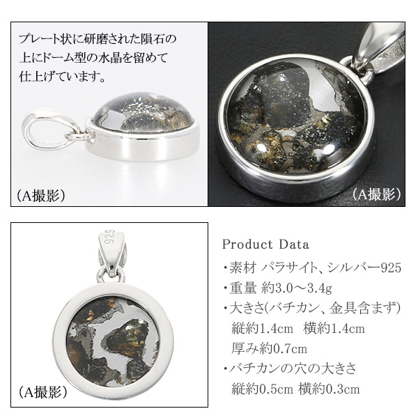 パラサイト 隕石 メテオライト シルバー ペンダントトップ ラウンド