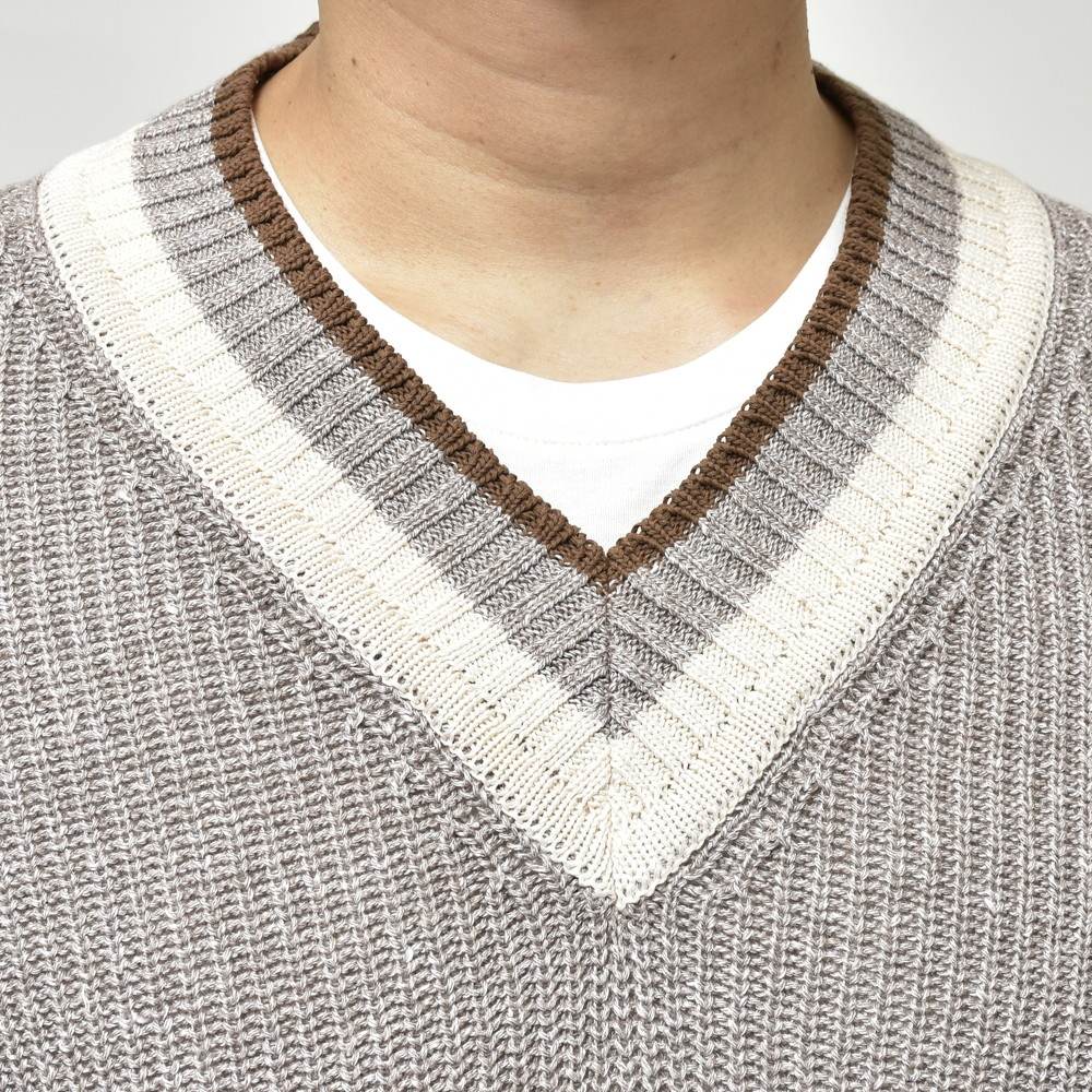 SALE】GRAN SASSO（グランサッソ）ローゲージリネンコットンVネック