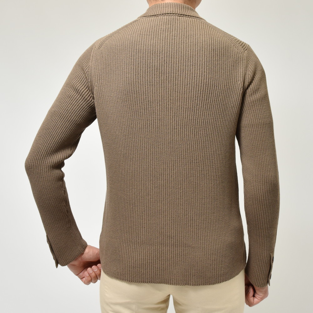 ZANONE（ザノーネ）7ゲージコットンクレープリブニットラペルド